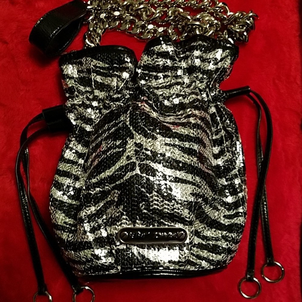 ⚠️SOLD ON M ⚠️Betsey Johnson Sequin Zebra Purse